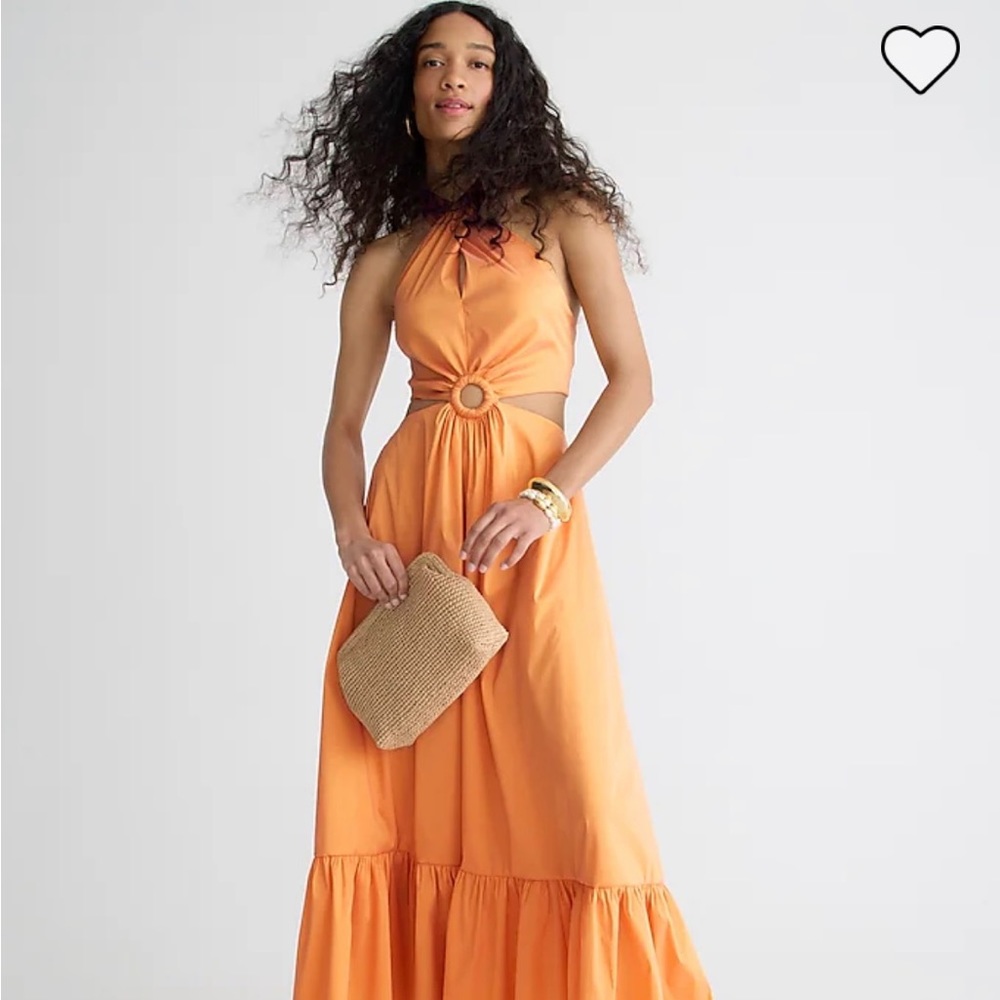 NWT J. Crew Collection taffeta O-ring cutout halter-neck maxi dress